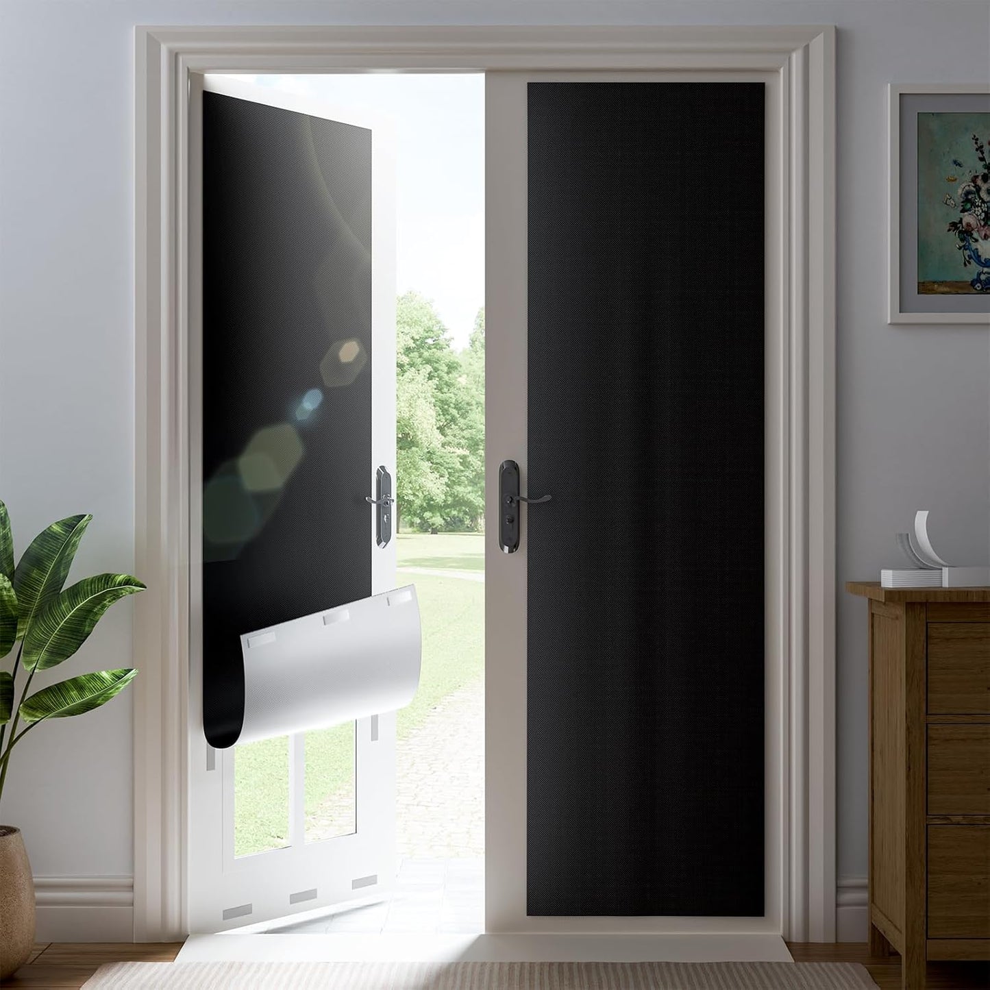 28" W x 84" L 100% Portable Blackout Curtains, Total Darkness No-Drill Black Out Window Cover,Temporary Blackout Shades with Hook & Loop Tape, for Bedroom, Nursery, Dorm, Travel (Black)