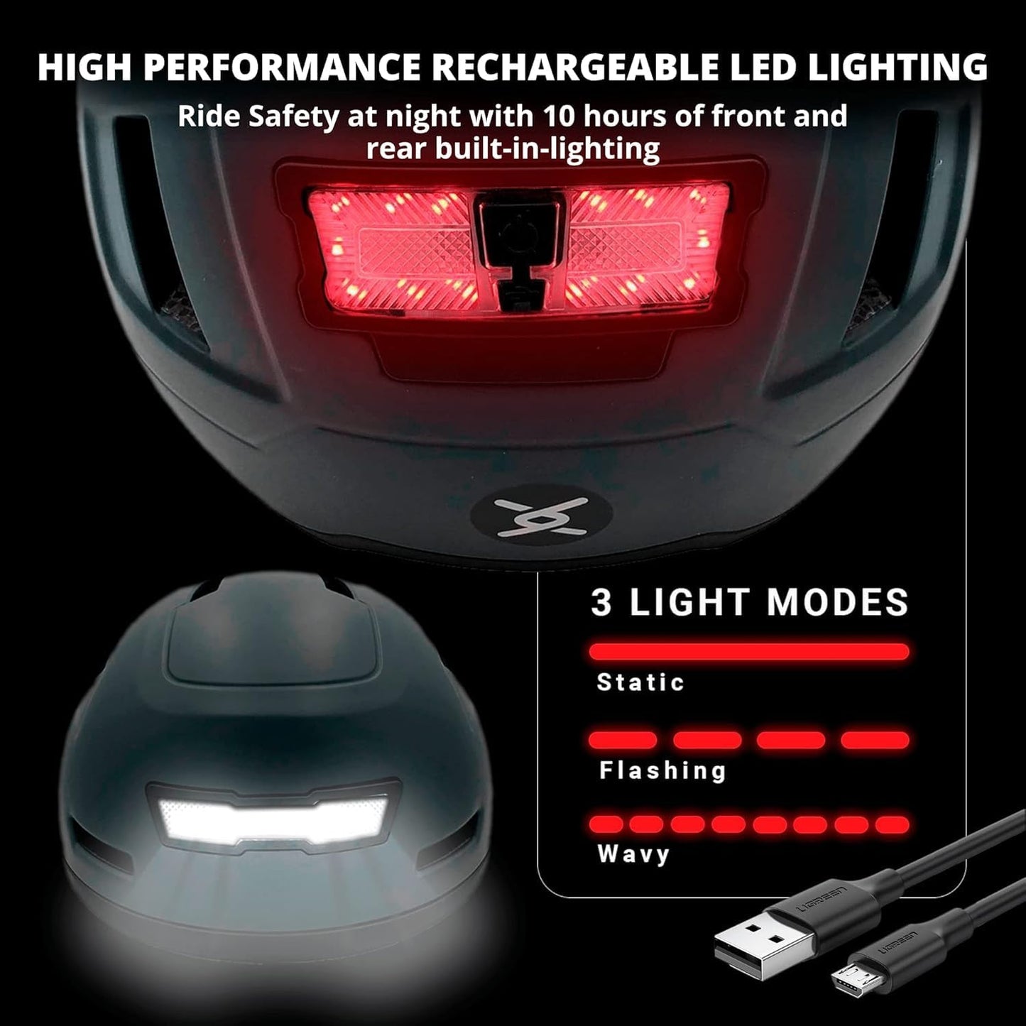 Kid Bike Helmets for Boys and Girls | Fit Head 51-54cm Circumference | CPSC & NTA-8776 Dual Certified | Multi-Sport Helmets with LED Lights, Magnetic Buckle, Detachable Visor