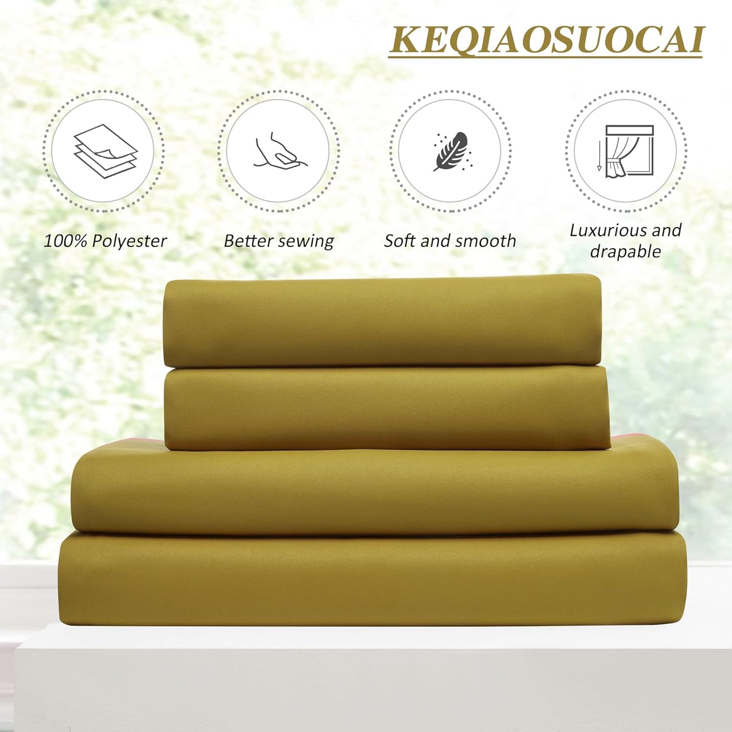 KEQIAOSUOCAI Yellow Pinch Pleated Curtains 120 Inch Length 2 Panels Set Noise Cancelling Window Drapes for Nursery Bedroom Living Room 40x120