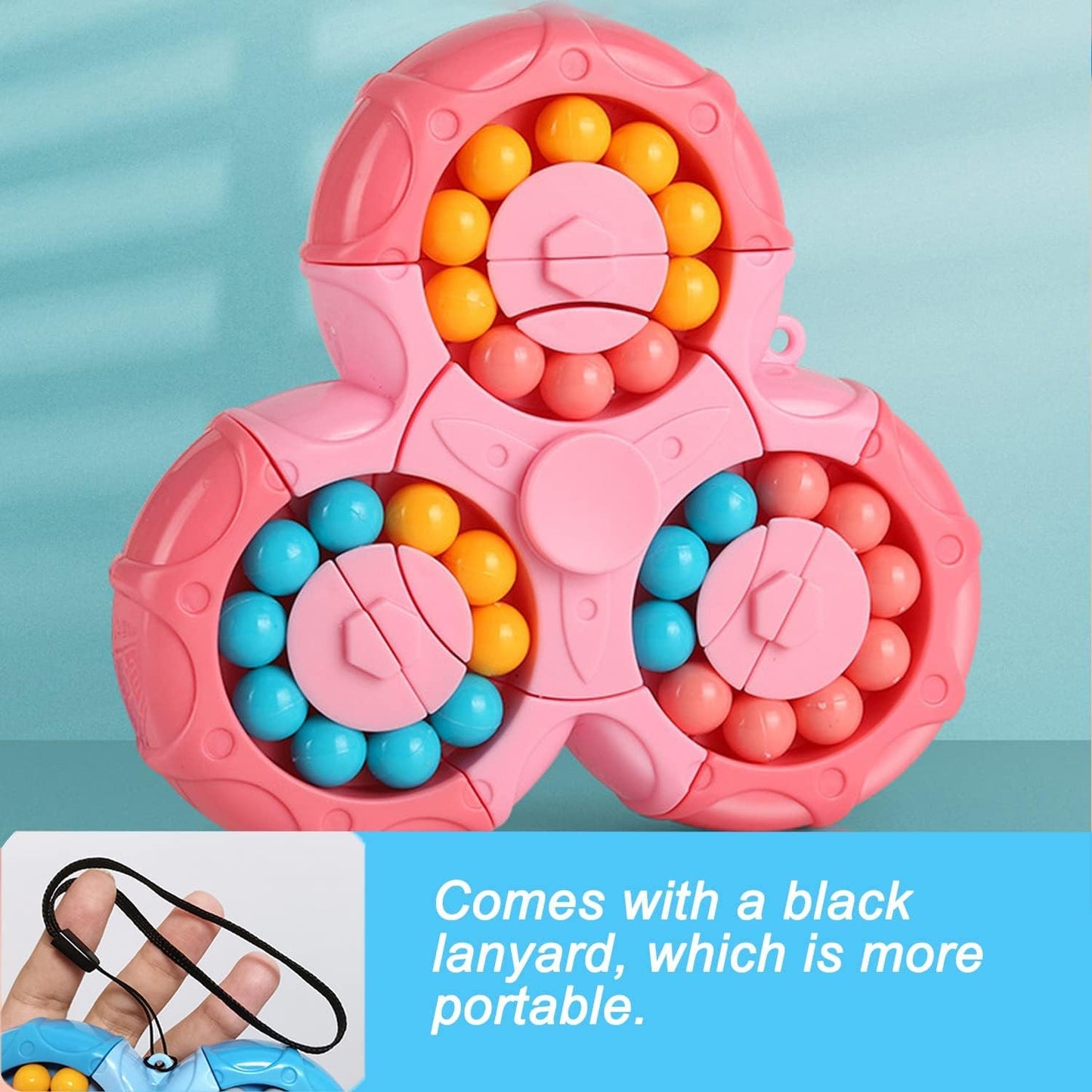 Magic Bean Rotating Brain Teaser Finger Puzzle Toy,Boys Girl Handheld Spinner Stress Anxiety Relief Ball Game Sensory Toys,Gift for Kids Ages 3Above Easter Christmas Birthday New Year