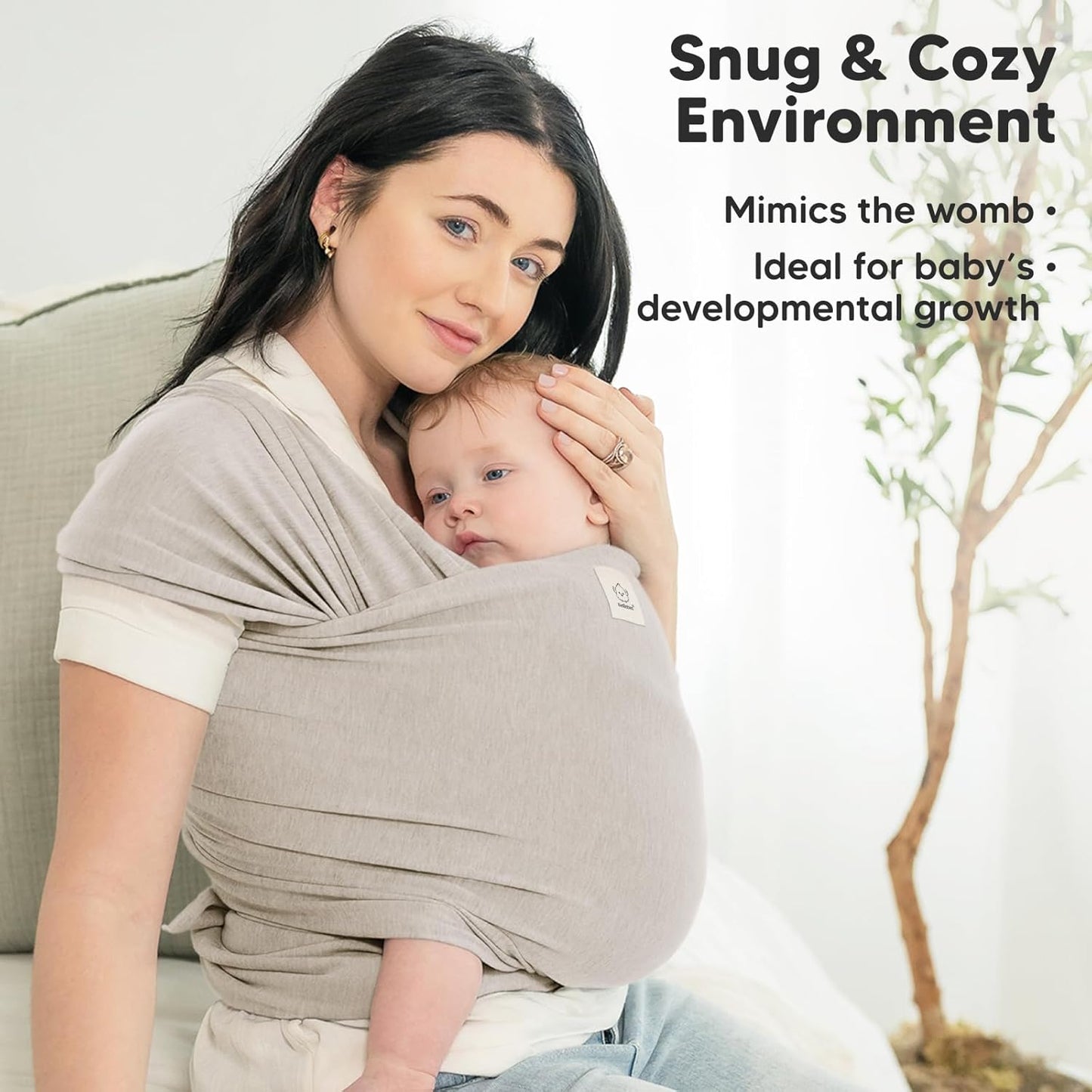 KeaBabies Baby Wrap Carrier - All in 1 Original Baby Carrier Newborn to Toddler Sling, Easy to Wear, Hands Free Bonding, Lightweight, Breathable Infant Wraps (Stone Gray)