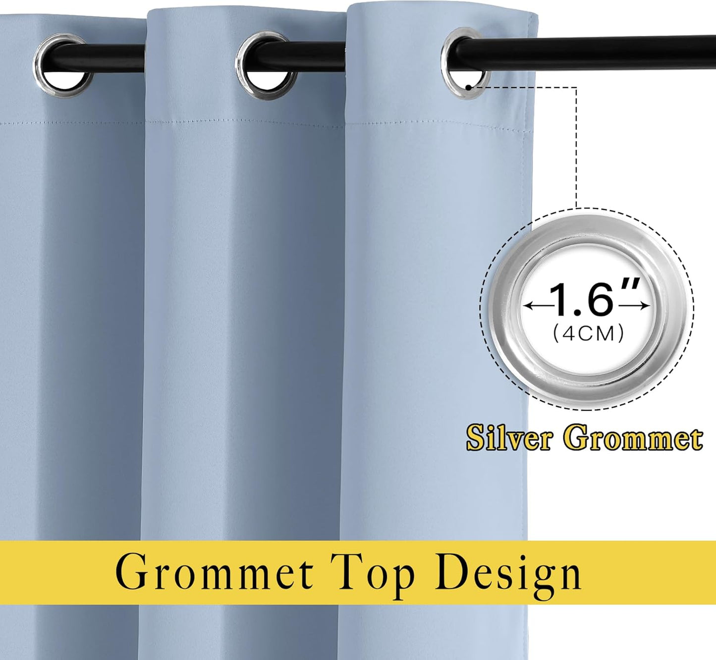 NICETOWN Room Darkening Curtain Panels - Home Fashion Ring Top Thermal Insulated Room Darkening Curtains for Bedroom/Living Room (2 Panels, 80" Wide by 95" Long, Vintage Blue)