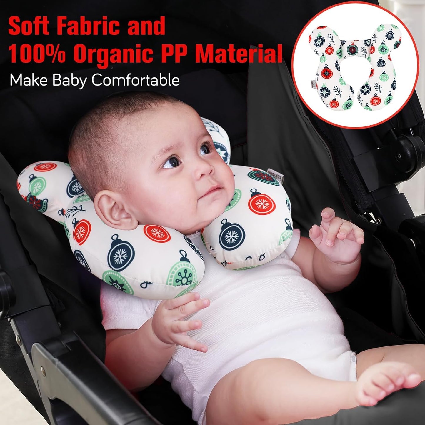 KAKIBLIN Baby Travel Pillow for Head and Neck, Upgraded Baby Support Pillow, Baby Neck Pillows for Car Seat,Pushchair,Travel,(Cross)