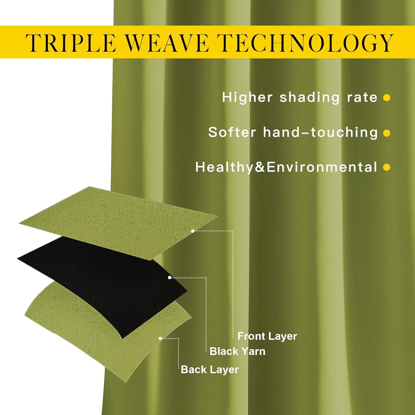 NICETOWN Fresh Green Room Darkening Curtains 102 inch Length, Grommet Energy Saving Thermal Drapes Sound Reducing Heat Blocking Window Treatments for Living Room, 2 Panels, W52 x L102