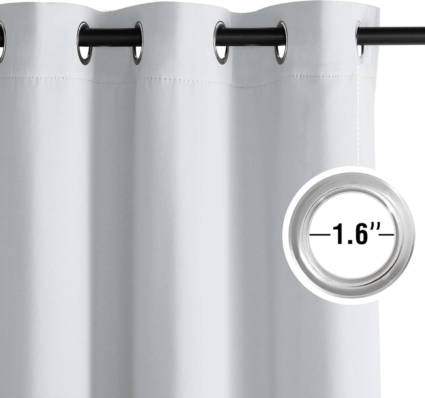 NICETOWN Gryeish White Curtains for Bedroom 72 inches Long, Roon Darkening Grommet Curtains for Living Room, Noise Reducing Privacy Window Treatment Drapes for Nursery, Laundry Patio, 2 Panels, W52