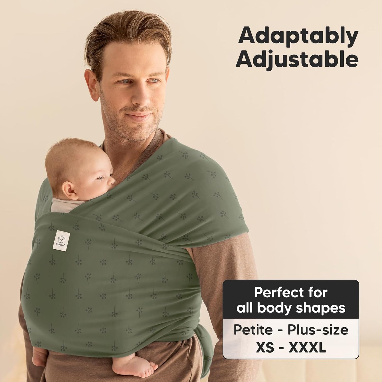 KeaBabies Baby Wrap Carrier - All in 1 Original Baby Carrier Newborn to Toddler Sling, Easy to Wear, Hands Free Bonding, Lightweight, Breathable Infant Wraps (Forest)