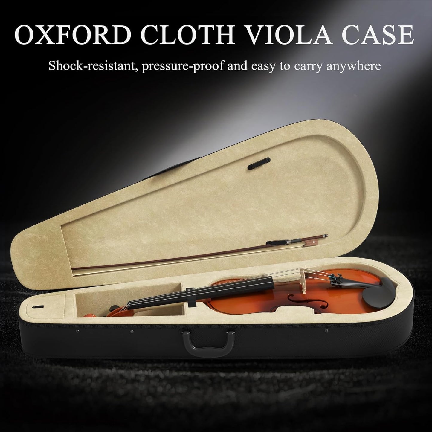 16 inch Acoustic Viola Kit for Adults,Students,Beginners,Complete Viola Instrument Set with Portable Case, Bow, Rosin (Brown)