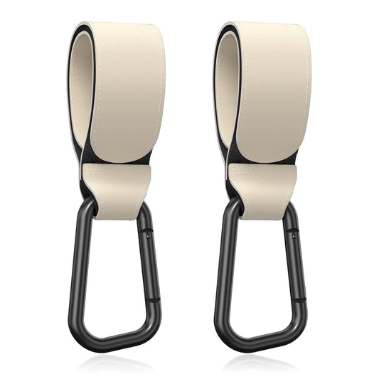 Baby Stroller Hooks for Hanging Bags, Universal Stroller Clips Accessories, Mommy Hook for Diaper Bag, Shopping Cart, Purse, Backpack - 2 Pack, Off White