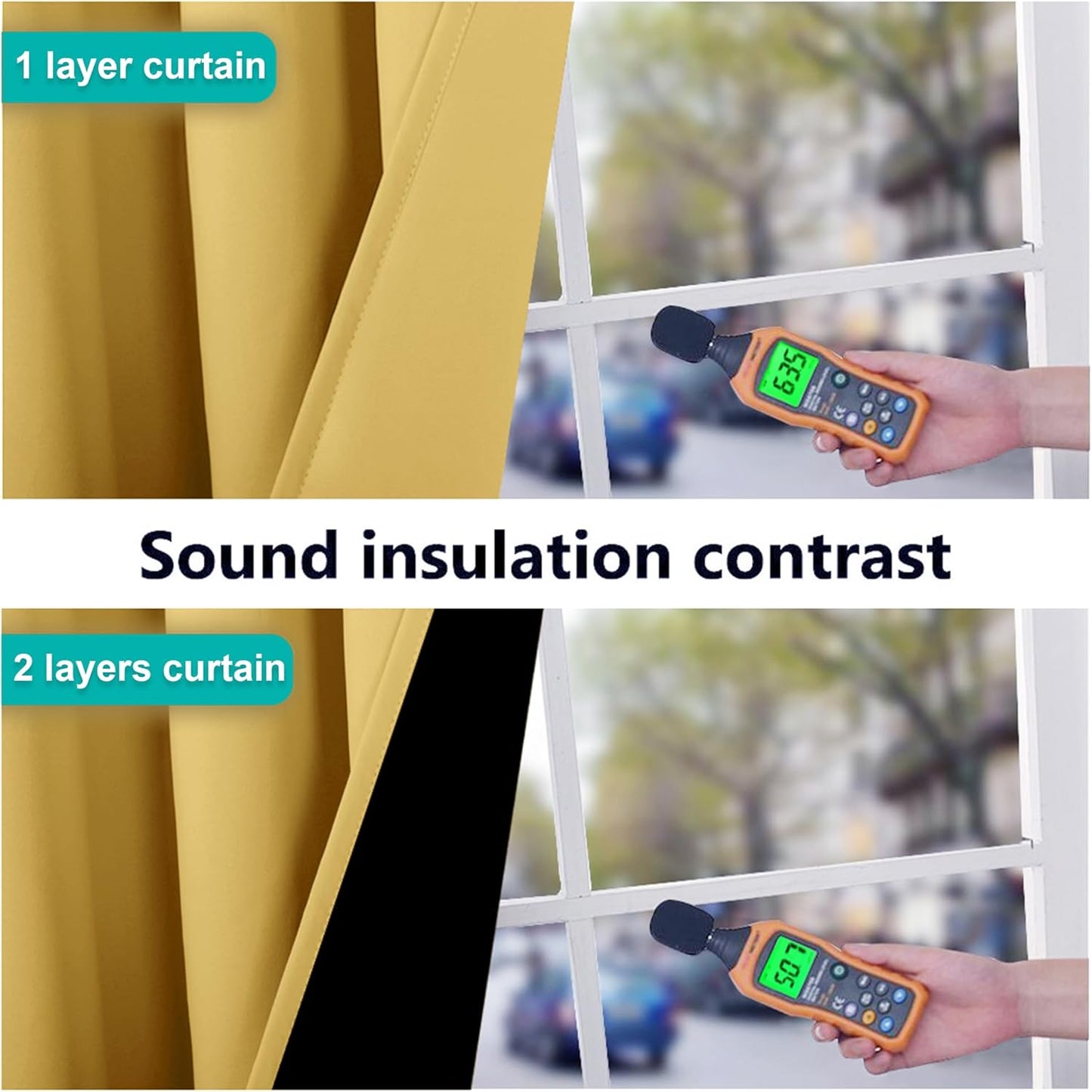 NICETOWN Bright Yellow Full Shade Curtain Panels, Pair of Energy Smart & Noise Blocking Out Blackout Drapes for Dining Room Window, Thermal Insulated Guest Room Lined Window Dressing(62 x 72 inch)