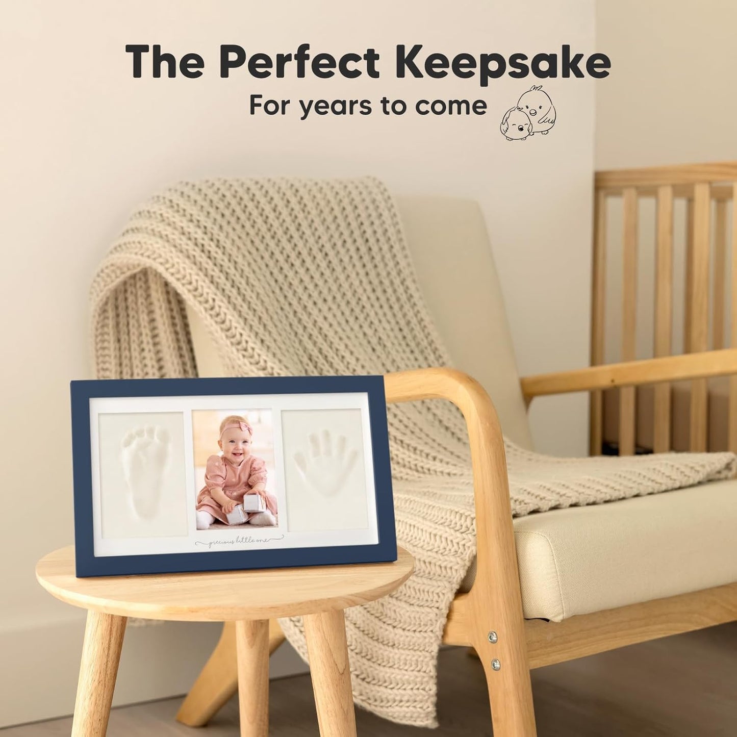 Baby Hand and Footprint Kit - Clay Handprint Keepsake Frame, Newborn Nursery Picture Frame, Personalized New Mom Gifts for Baby Shower & Registry (Midnight Blue)