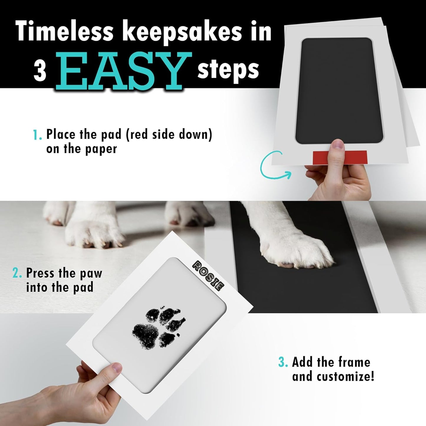 Large Inkless Pet Paw Print Kit | Clean-Touch Ink Pads for Dogs | With Frames + Accessories by BabyMushroom