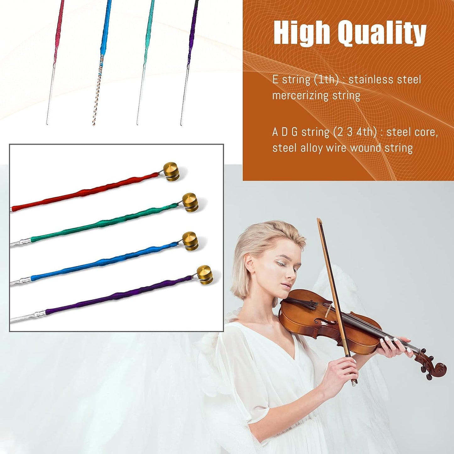 Yeshone 8 Pieces Violin Strings Universal Full Set (G-D-A-E) 4/4 Violin Universal Steel Core Dominant Fiddle Strings for Instruments 4/4 3/4 1/2 1/4 - Educator's Choice for Student