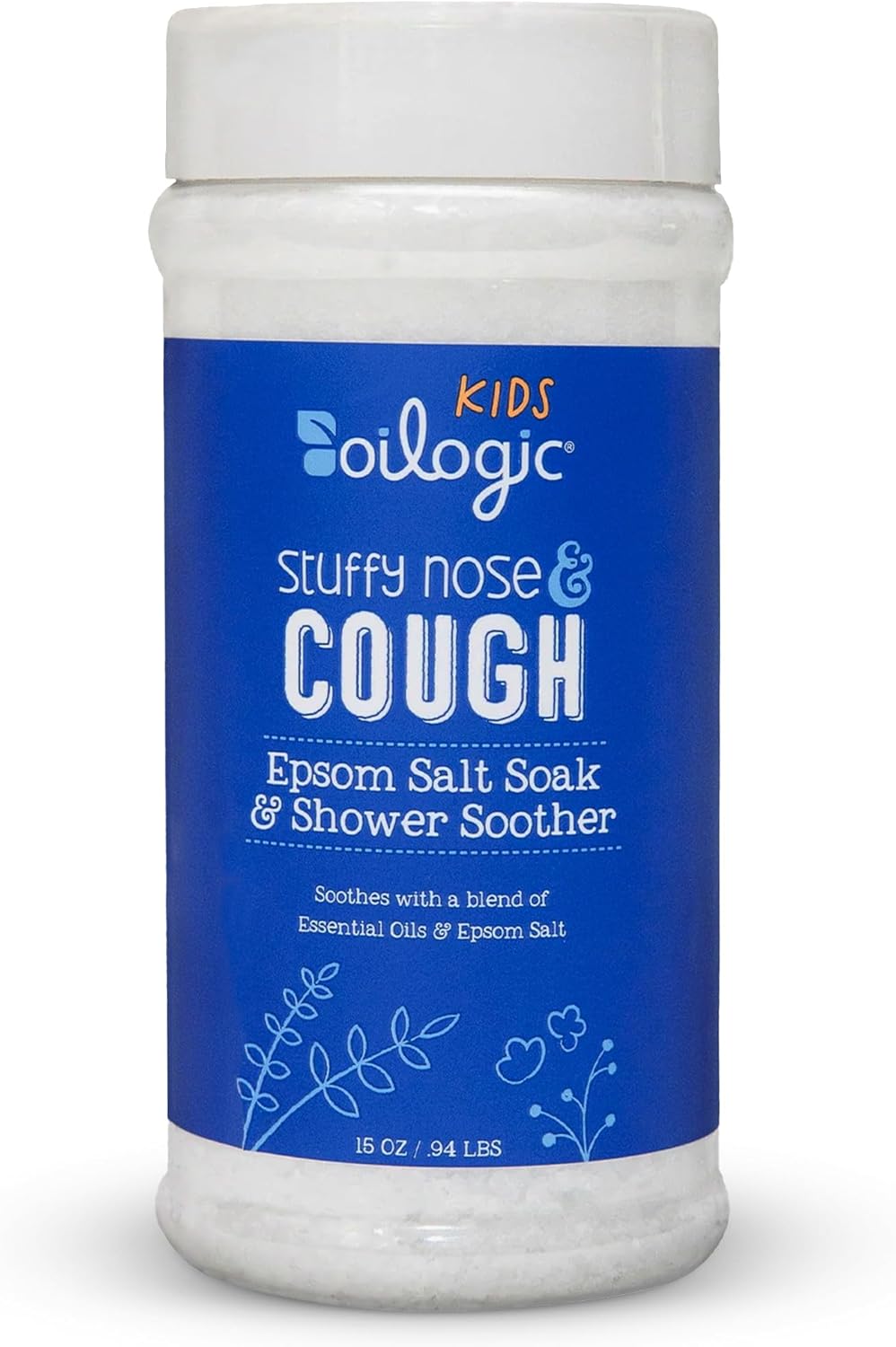 Oilogic Kids Stuffy Nose & Cough Epsom Salt Soak & Shower Soother - Made with Blended Essential Oils