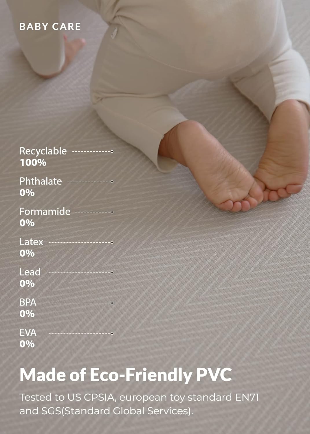Baby Care Play Mat (Medium, Hygge - Spore & Wooden) 73’’ x 49’’ Original One-Piece Reversible Rollable Waterproof Play Mat for Infants, Babies, Toddler, and Kids
