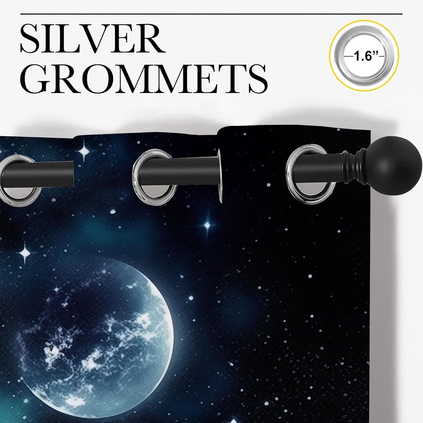 Wolf Blackout Curtains for Boys Girl Bedroom Decor,Starry Sky Howling Wolf Under The Full Moon Thermal Insulated Grommet Drapes Darkening Window Curtain for Living Room Home 84x63 inch