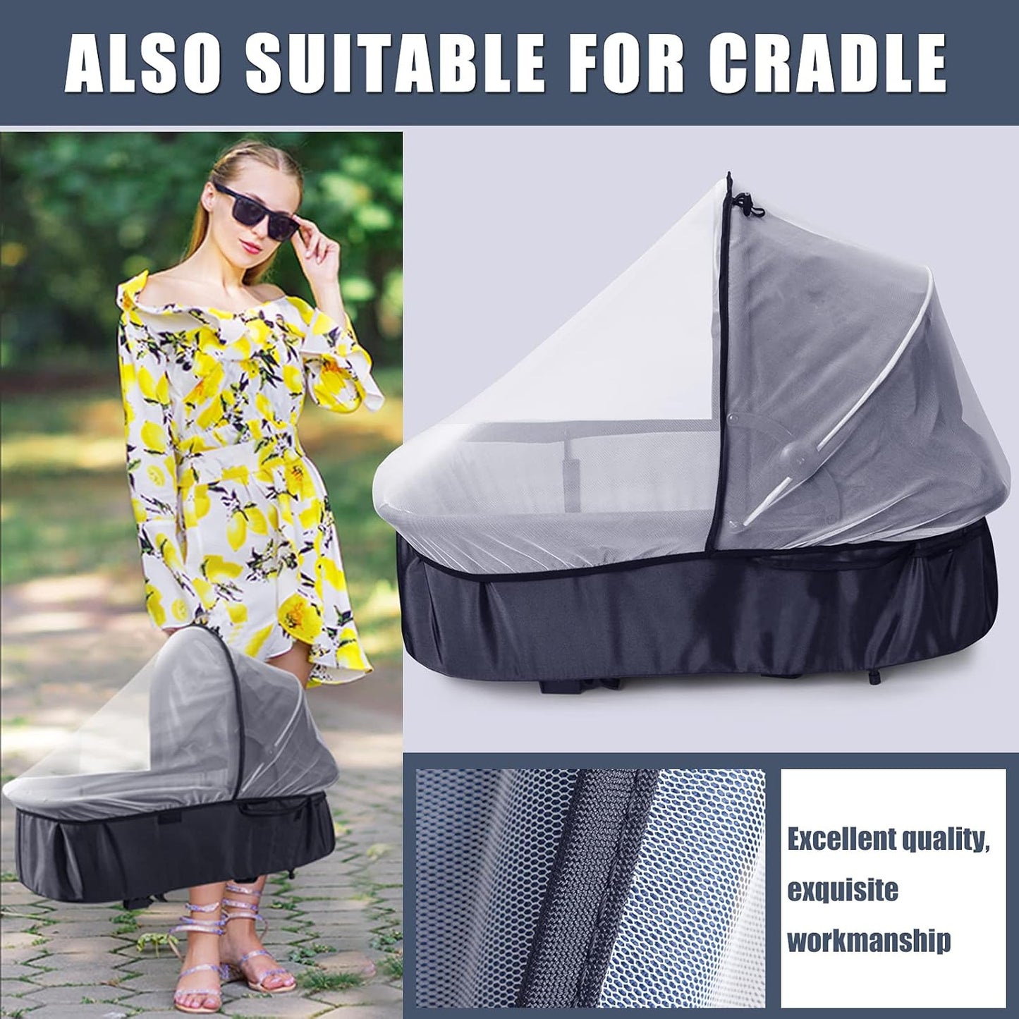 Baby Mosquito Net for Infant Car Seats,Infant Stroller and Bassinets, Carrier,Breathable with Elastic Netting for Easy Fitting, Portable Durable & Long Lasting Infant Insect Shield Netting (White)