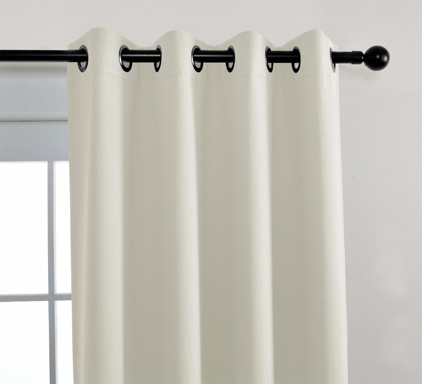 MIUCO Room Darkening Textured Grommet Thermal Insulated Blackout Curtains for Bedroom Set of 2 52x95 Inch Beige