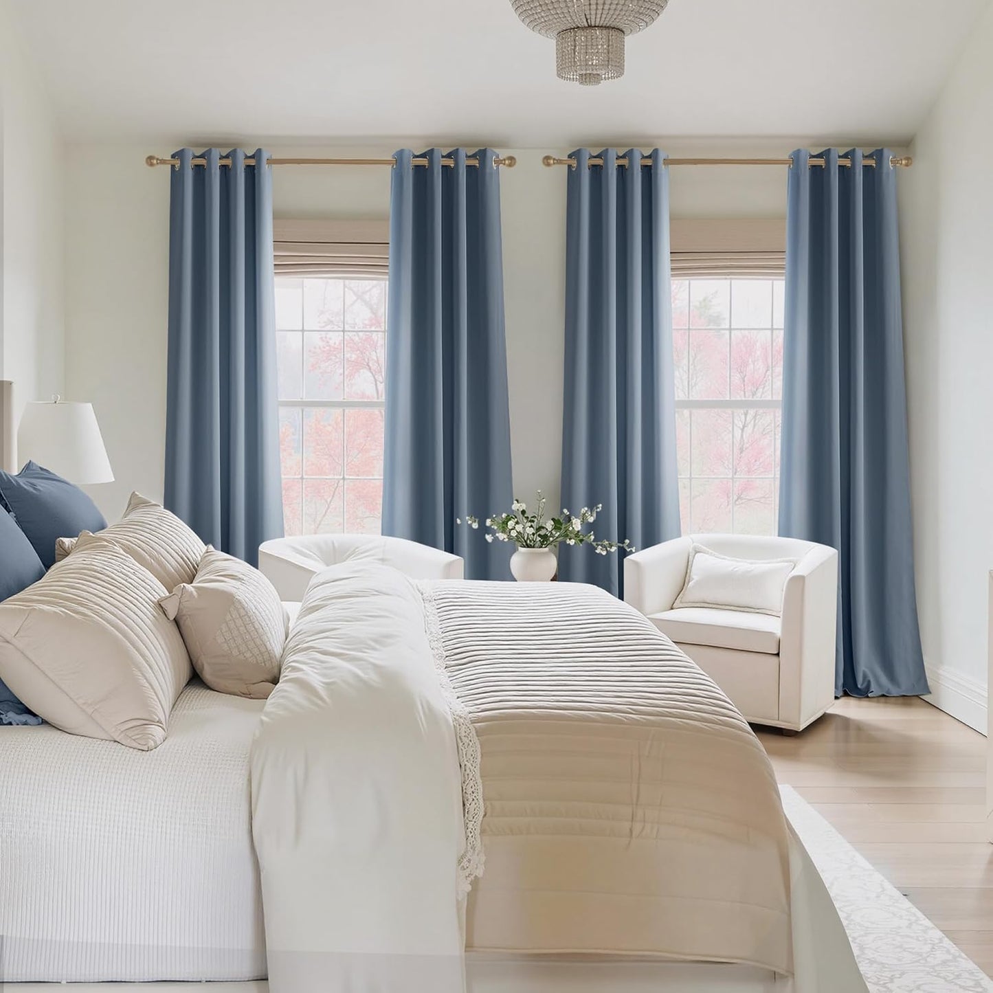 NICETOWN Stone Blue Blackout Curtains 102 inch Long, Thermal Insulated Grommet Privacy Energy Saving Shades for Bedroom, Living Room, Bathroom, Laundry, Patio, Closet, 2 Panels, W52 x L102