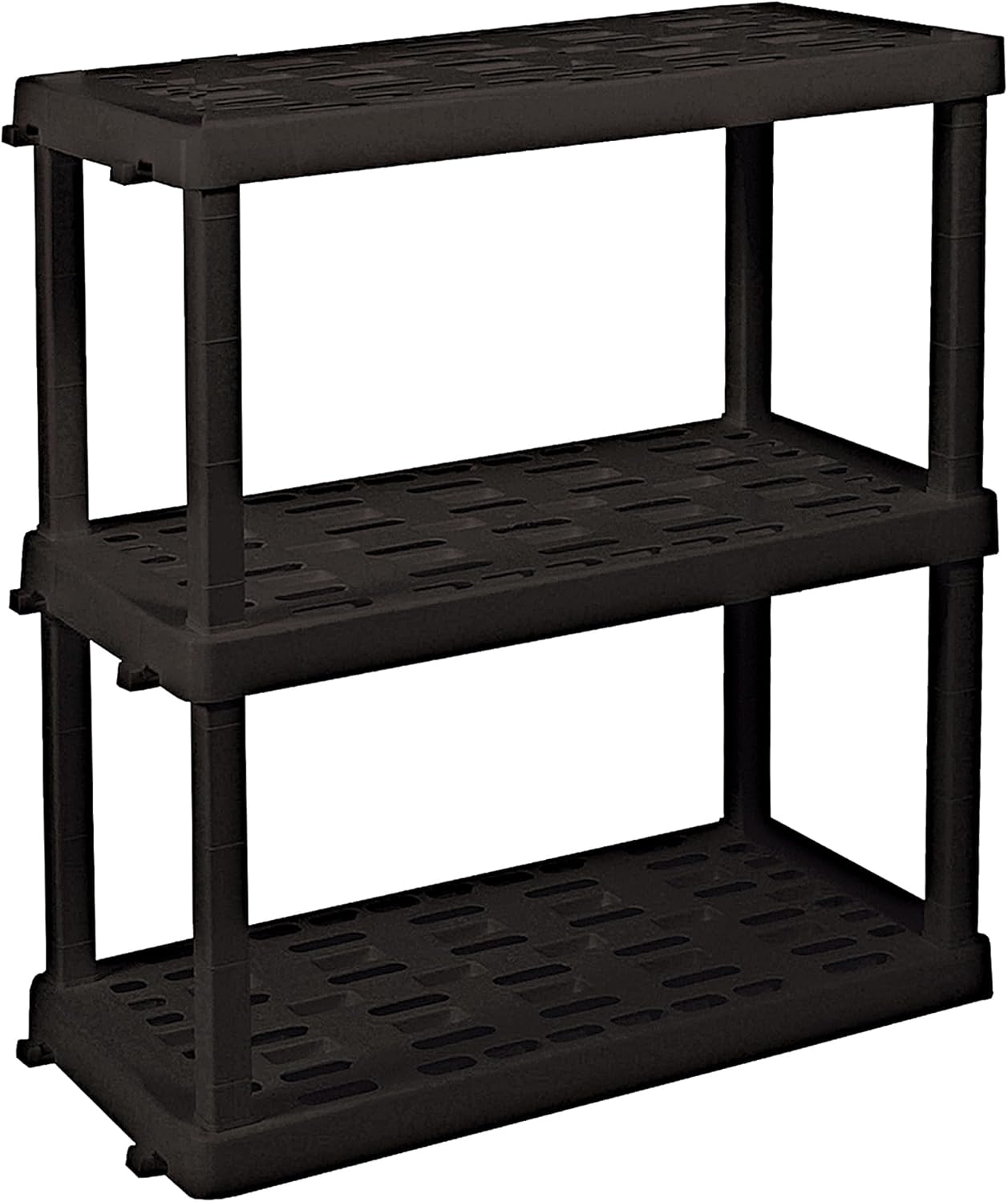 Oskar Storage Shelves - Bathroom Wall Organizer, Kids Room Toys Book Shelf, No Drill Heavy Duty, Kitchen Closet Garage Outdoor 3 Tier Stackable Plastic Shelving Unit