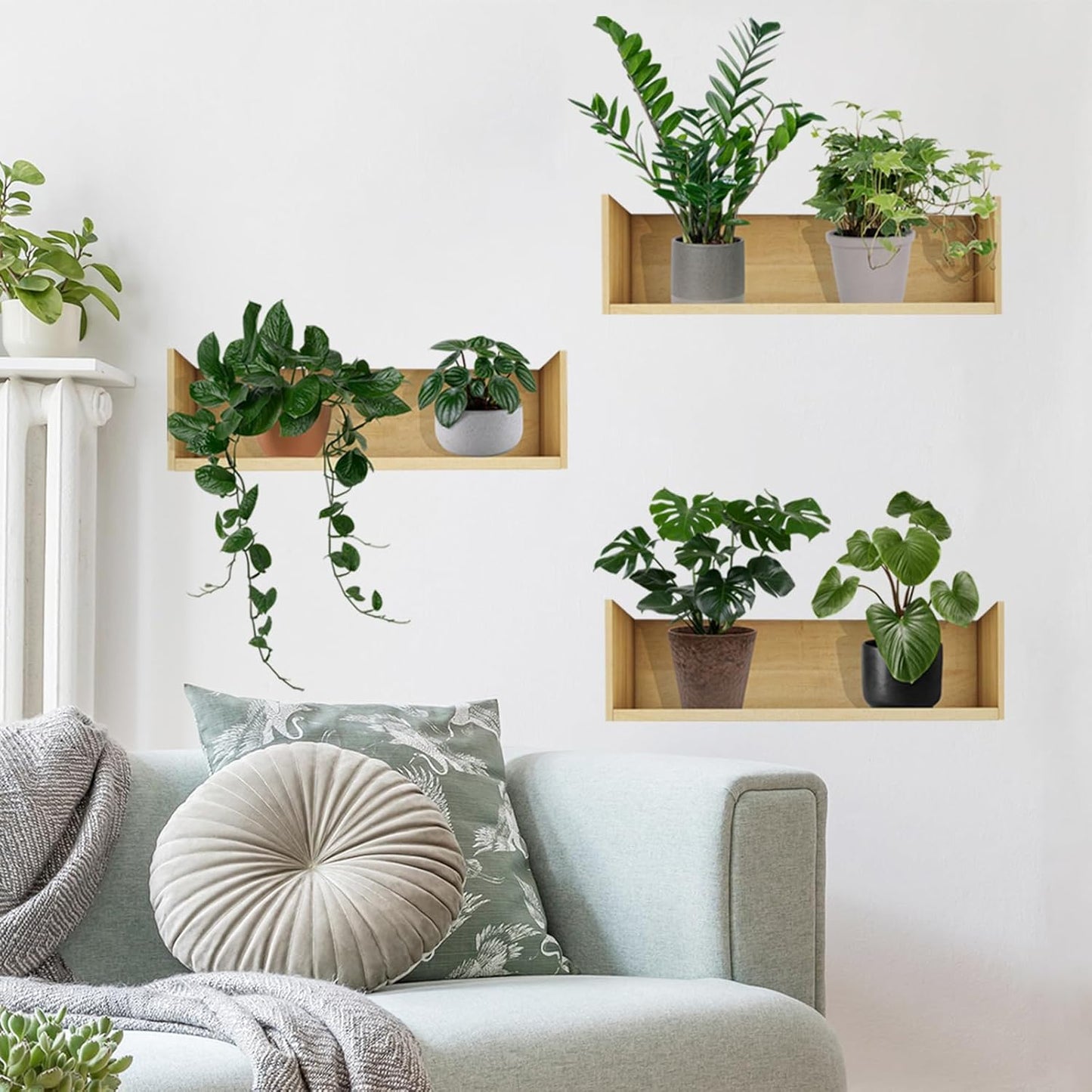 Green Plant Wall Decals 3D Bonsai Tropical Plant Wall Sticker Creative Vinyl Peel and Stick Removable Wall Art Decor for Living Room Bedroom Home Office (Tropical Plant 01)