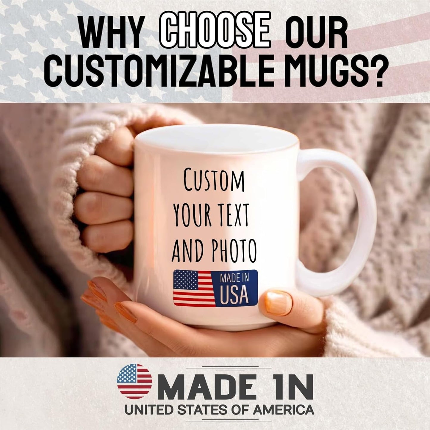 Ship Next Day Custom Mug Design Your Own Photo Text Personalized Picture Gifts for Women Men Customized Gift Idea Personalized Coffee Mugs 11oz White Handle