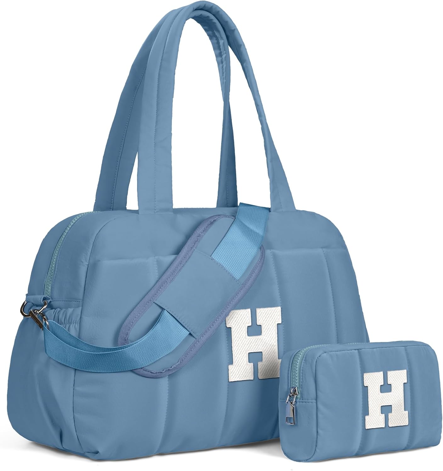Birthday Present-Initial Duffle Bag, Yoga Bags for Women，Overnight Bag with Wet Pocket，Lightweight Work Bags Personalized Gym Tote with Makeup Pouch