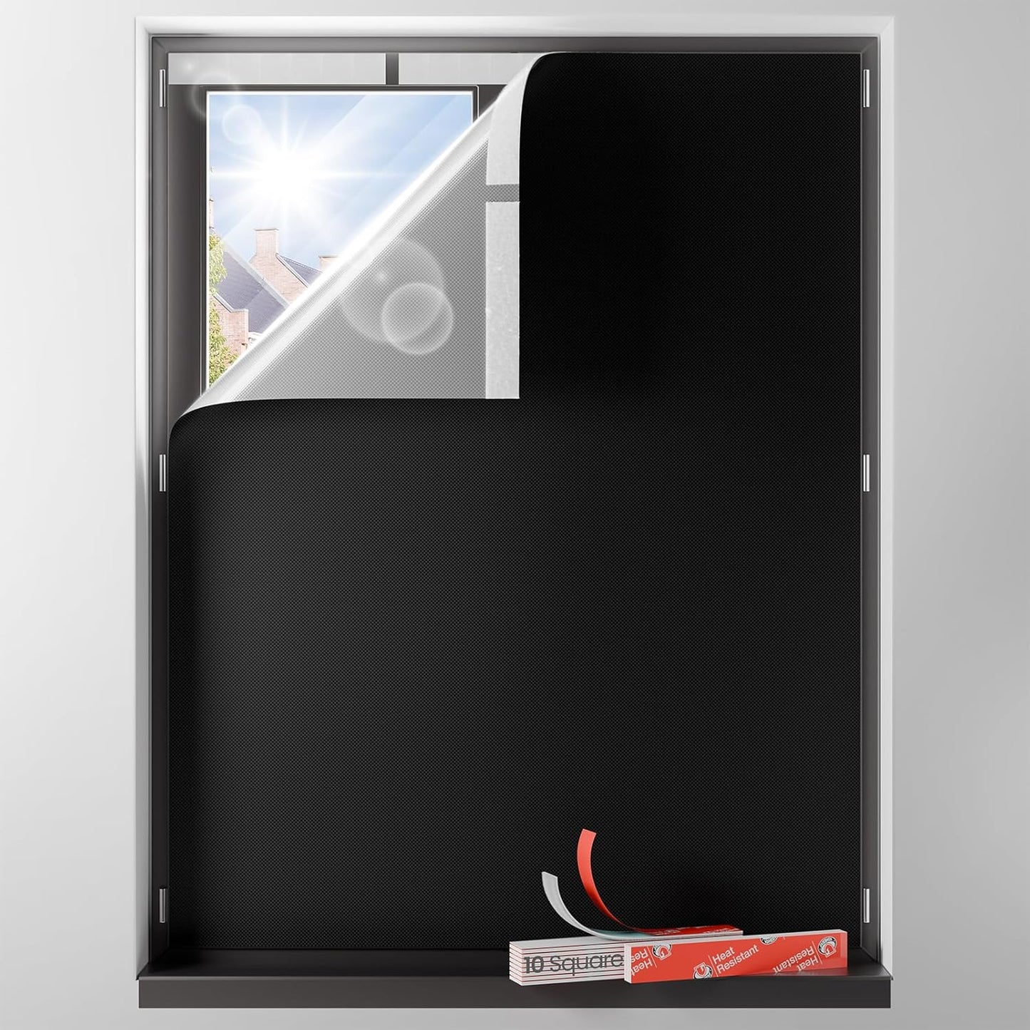 Sumobaby Blackout Curtains for Bedroom Portable 22"x60",No Drill Blackout Shades with Upgraded Hook&Loop Tapes,100% Black Out Window Cover,Thermal Insulated Blinds for Bedroom,Nursery(1 Panel,Black)
