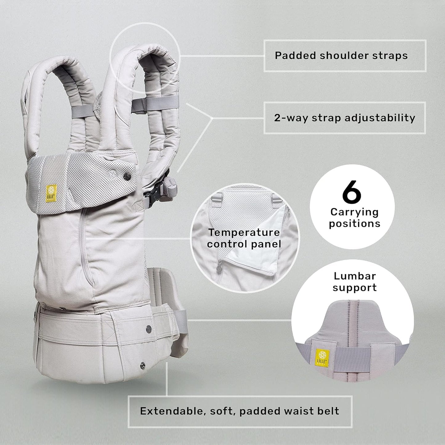 LÍLLÉbaby Complete All Seasons Ergonomic 6-in-1 Baby Carrier Infant to Toddler with Lumbar Support (7-45 Pounds), 360 Degree Baby Wearing & Multi-Position, Inward & Outward Facing (Chambray)