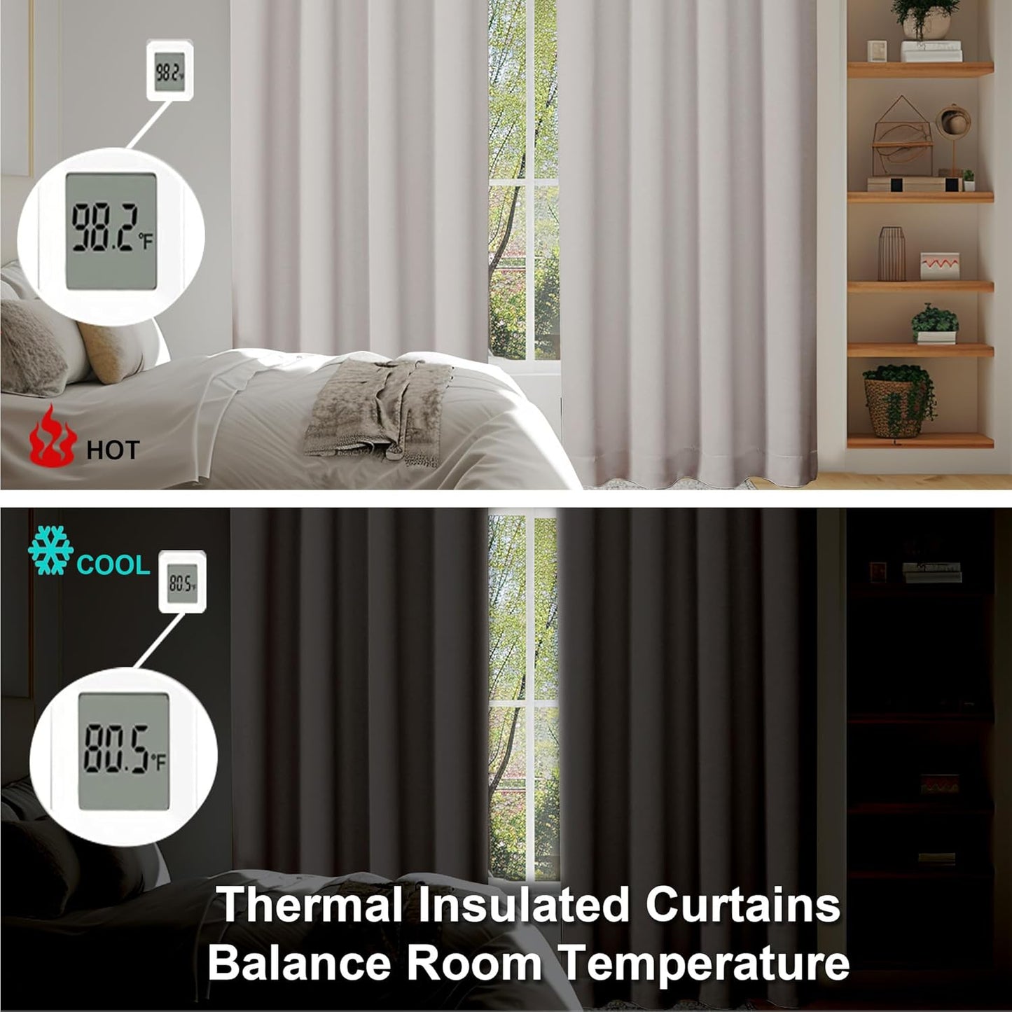 Simplebrand Ava Natural Blackout Curtains for Bedroom 84 Inch Length 2 Panels Set, Solid Thermal Insulated Privacy Living Room Window Treatment Curtains Blackout Drapes, W40 x L84 Inch, Natural