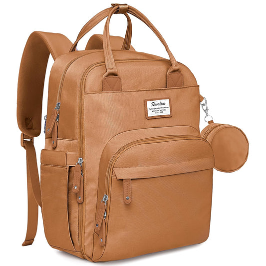 RUVALINO Diaper Bag Backpack-Multifunction Baby Travel Bag with Changing pad, Insulated Bottle Holders & Pacifier Case, Large Capacity, Waterproof, Dark Brown
