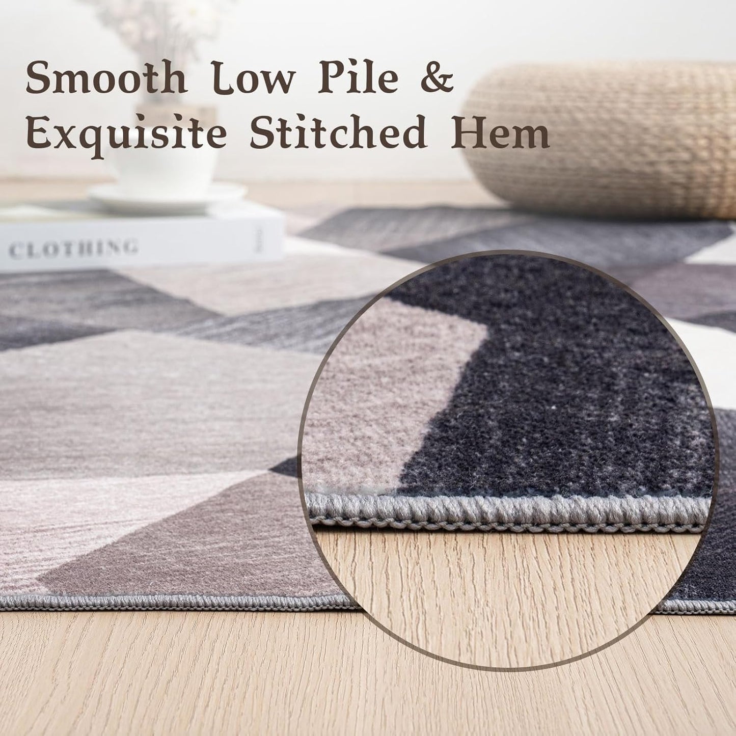HOMFINE Washable Modern Area Rug - Geometric Style 10x14 Rugs for Living Room, Bedroom, Machine Washable Rug Soft Non Slip Non Shedding Area Rug - Green, 10'x14'