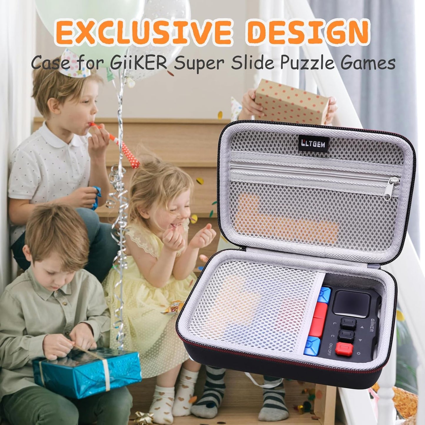 LTGEM Case Compatible with GiiKER Super Slide Puzzle Games, Black+Gray
