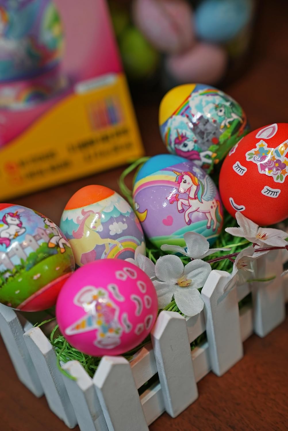 METMA 1999 Egg Decorating Kit Unicorns - Complete Decorative Eggs Set with Liquid Dyes, Stickers, Egg Spinner, and More - Fun Easter Egg Dye Kit Arts and Crafts for Kids