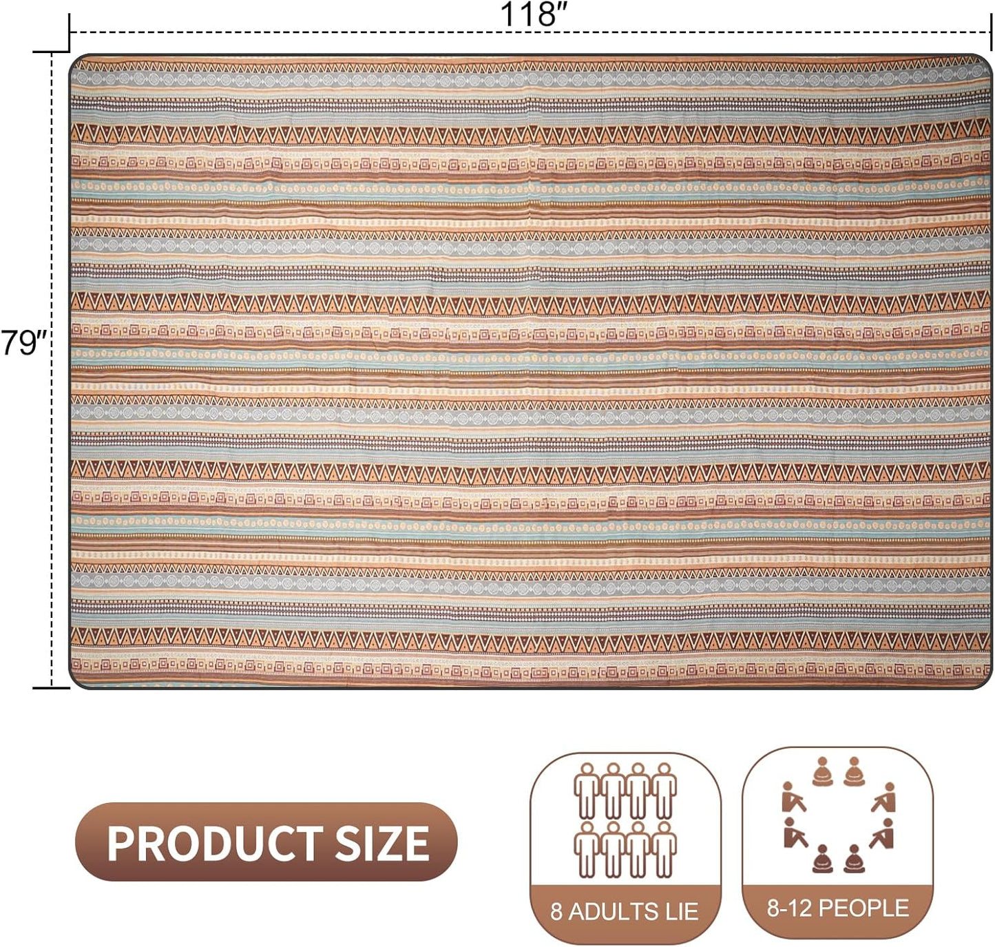 G GOOD GAIN Picnic Blankets Outdoor - Waterproof Outdoor Rug with Shoulder Carry Strap | Machine Washable Picnic Mat with Sandproof Backing for RV, Balcony, Camping, Hiking, Concerts (Orange, 9' x 6')