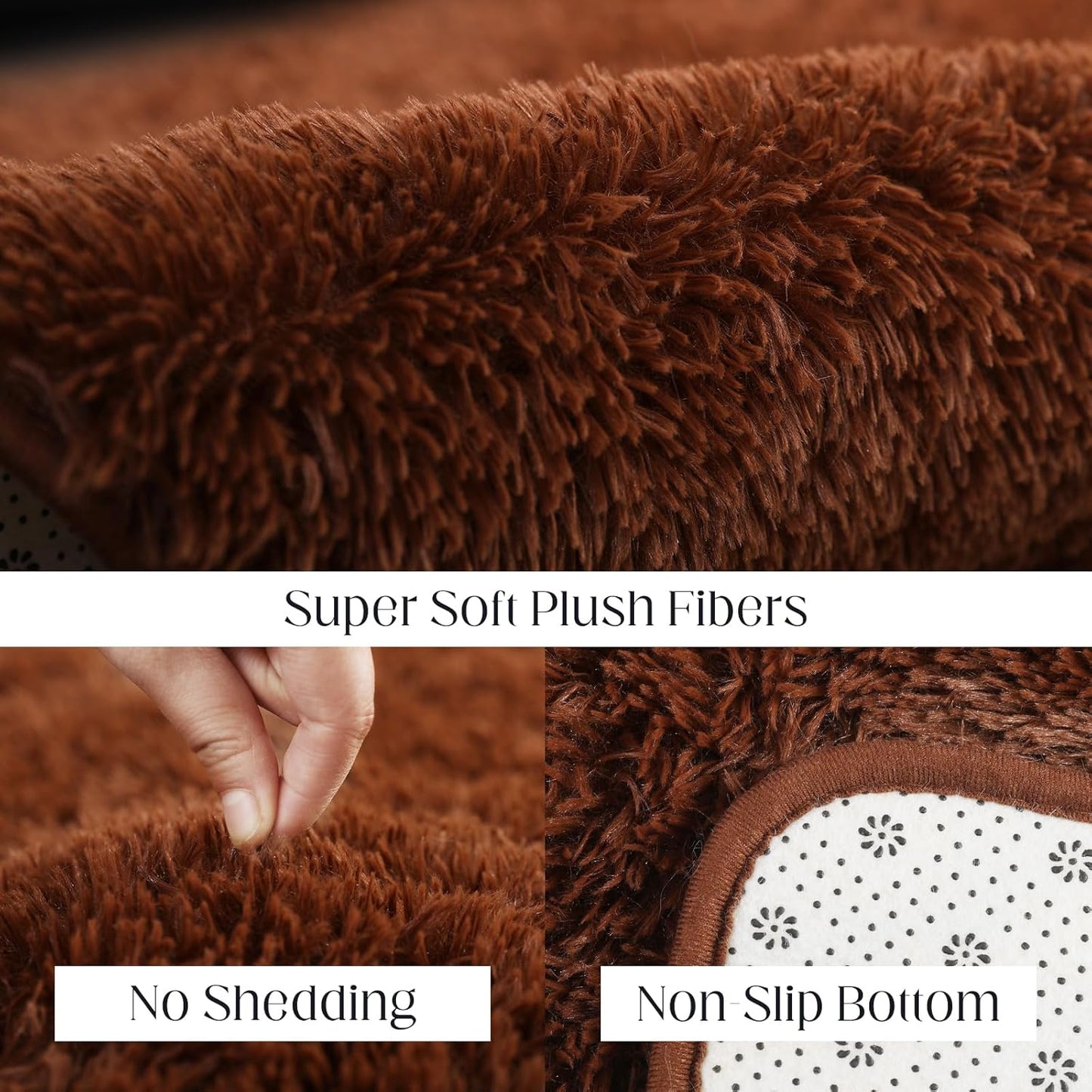 Luxury Area Rug, 6x9 Rugs for Living Room, Ultra Soft Rugs for Bedroom, Non-Slip Indoor Carpet for Nursery, Kids Room, Playroom, Home Decor, Brown