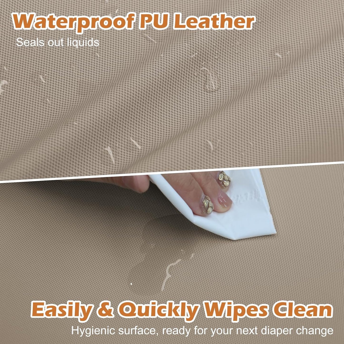 Vegan Leather Baby Changing Pad, Waterproof & Wipeable Soft Diaper Changing Mat 32“ x 16.6" Comfortable Infant Changing Station for Dresser & Table