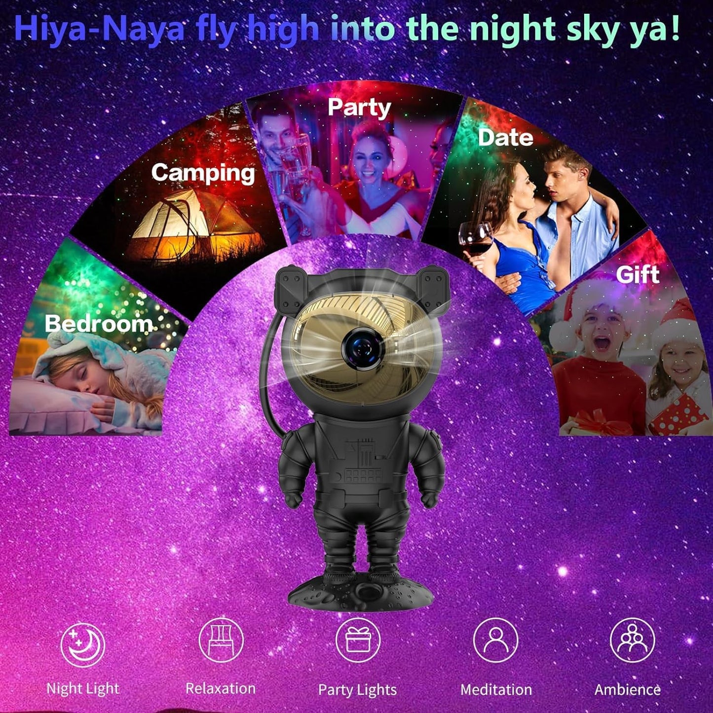 Astronaut Galaxy Projector Night Light,Star Projector Galaxy Light with Nebula,Starry Ceiling LED Lamp Space Buddy Projector with Timer and Remote for Bedroom,Kids Room Decor, Birthdays Gift(Black)