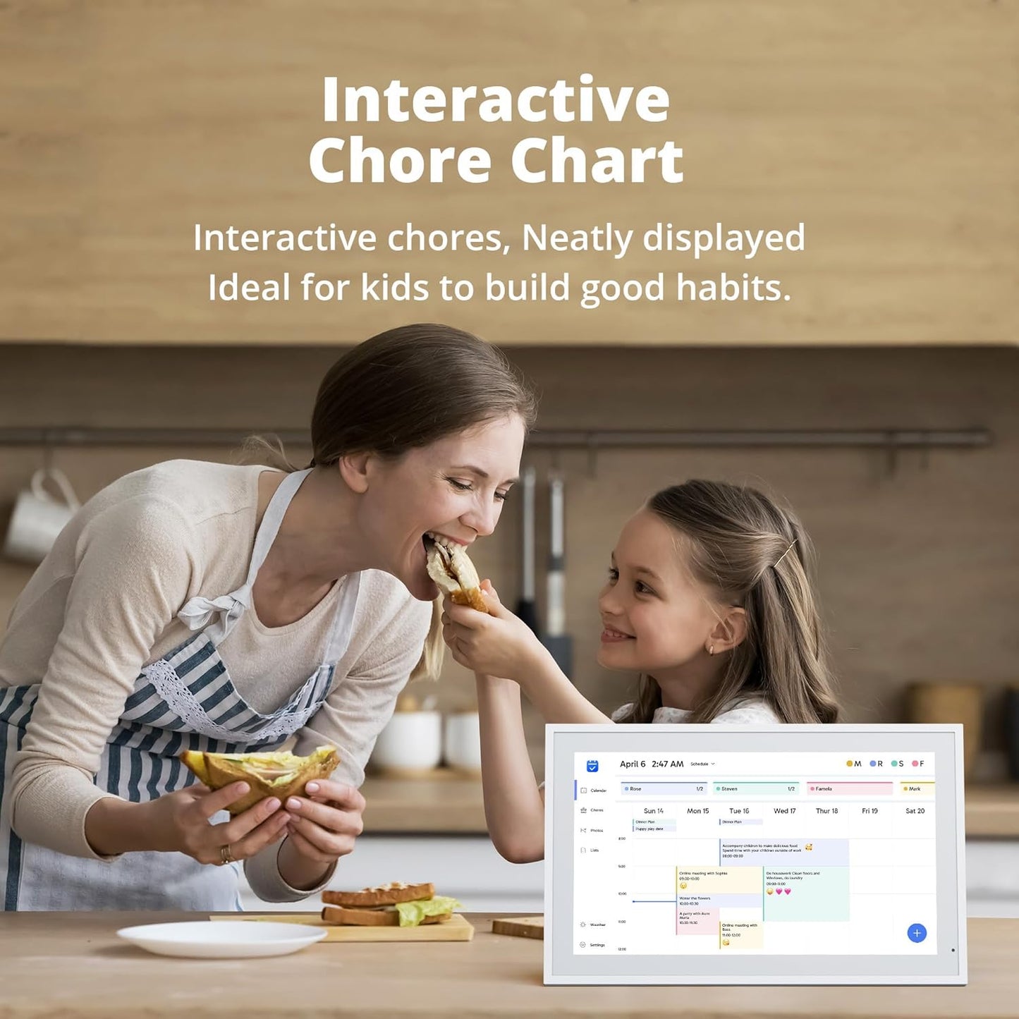 Dragon Touch 21.5" Digital Calendar Chore Chart – 1080P Full HD Interactive Touchscreen, Smart Family Planner, Hearth Display Digital Calendar Wall & Desk Mountable for Seamless Scheduling