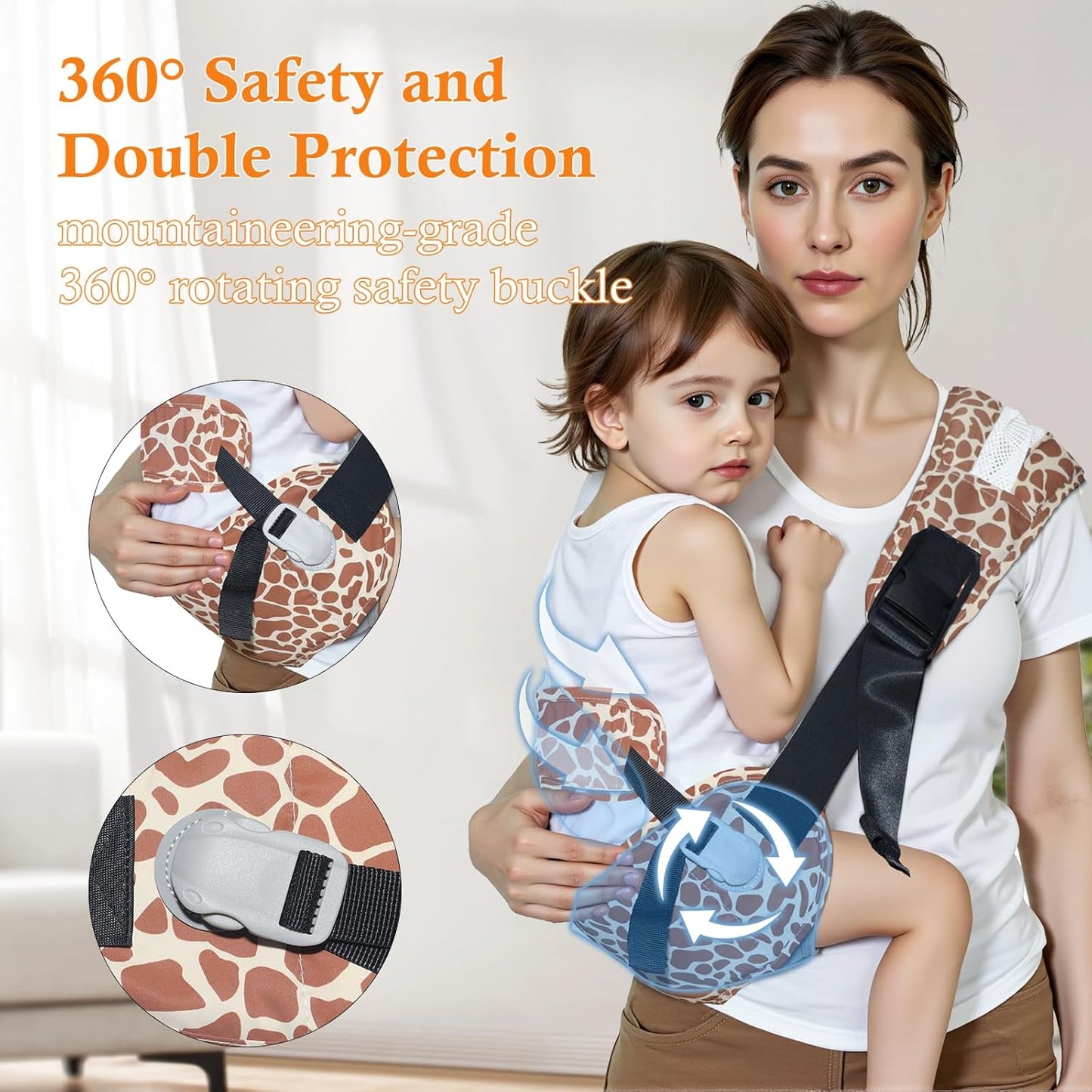 Baby Carrier Newborn to Toddler-Adjustable Baby Sling Carrier,Toddler Carrier for 25-60lbs,Comfortable Baby Sling for Hands-Free Carrying (Coral Leopard Print)