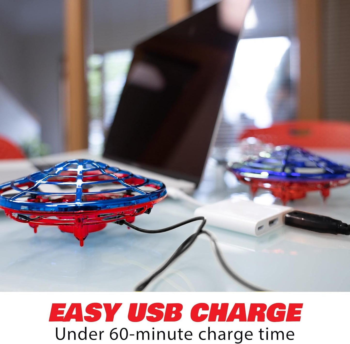 Force1 Scoot Combo Hand Operated Drone for Kids or Adults - Hands Free Motion Sensor Mini Drones, Easy LED Indoor Rechargeable UFO Flying Orb Ball Drone Toys for Boys and Girls (Red/Blue)