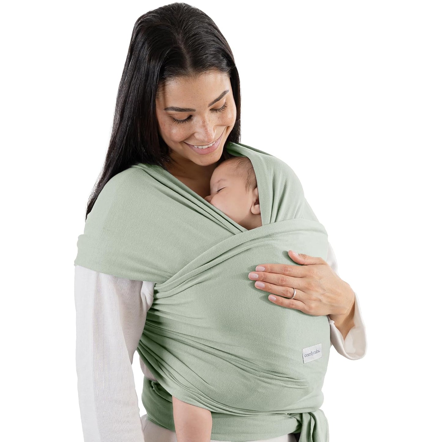 Comfy Cubs Baby Wrap Carrier - Soft & Secure Fit Cotton Blend Baby Carrier Newborn to Toddler - Hands-Free & Lightweight Infant Wrap - Adjustable, One Size Fits All Toddler Sling - Fern