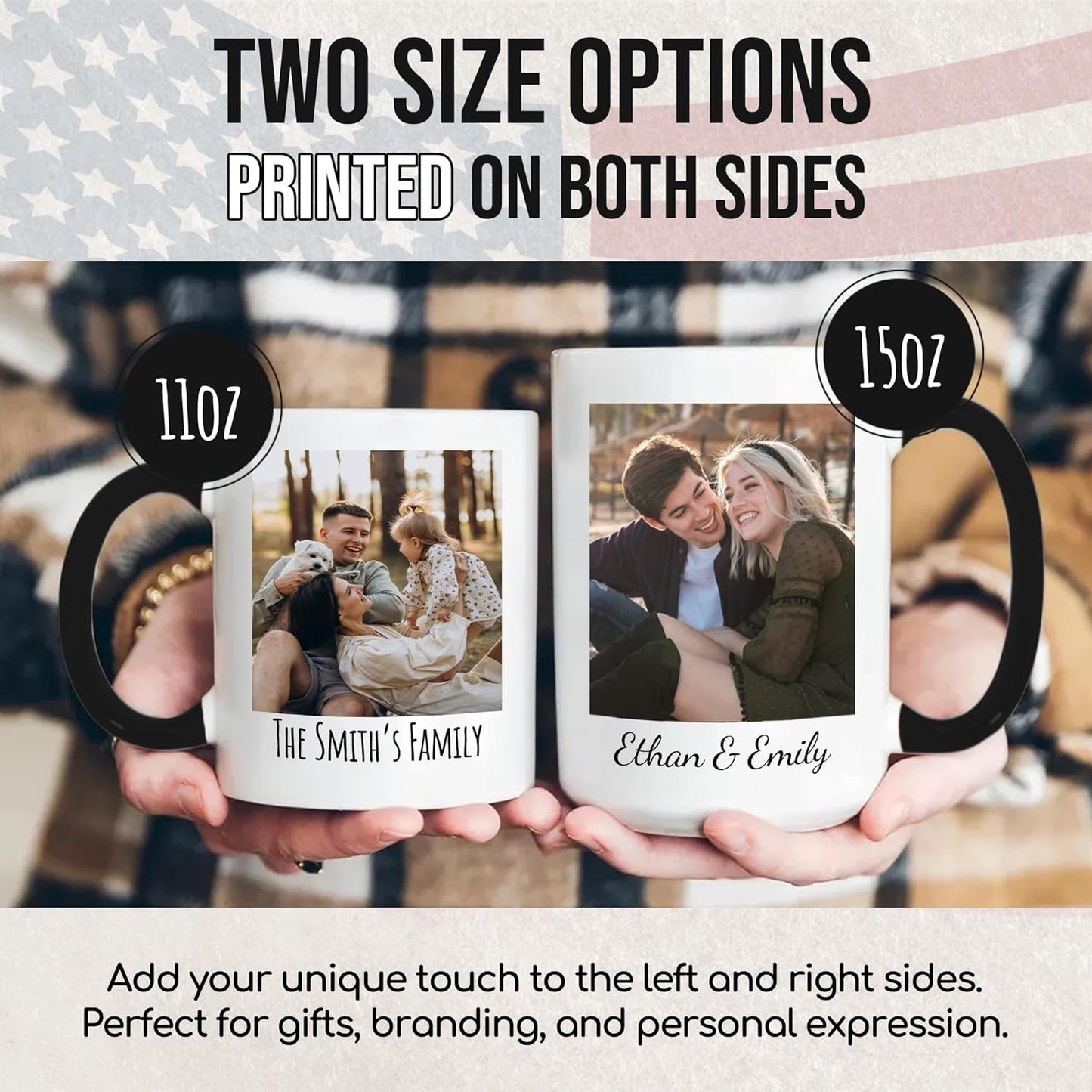 Custom Mug Upload Your Picture Personalized Coffee Mug with Photo Text Name Customized Cup Unique Ideas Gifts for Men Women Mom Dad Halloween Christmas Thanksgiving Friend Family