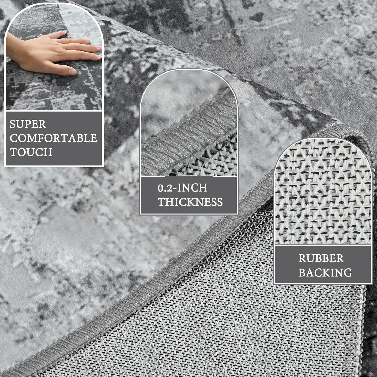 LOCHAS Washable Runner Rugs for Hallway, 2x8 Non Sip Soft Rug for Bedroom Entryway Kitchen Laundry Room, Long Abstract Carpet for Indoor Floor Bedside, Geometric Vintage Home Decor, Pet & kid Friendly