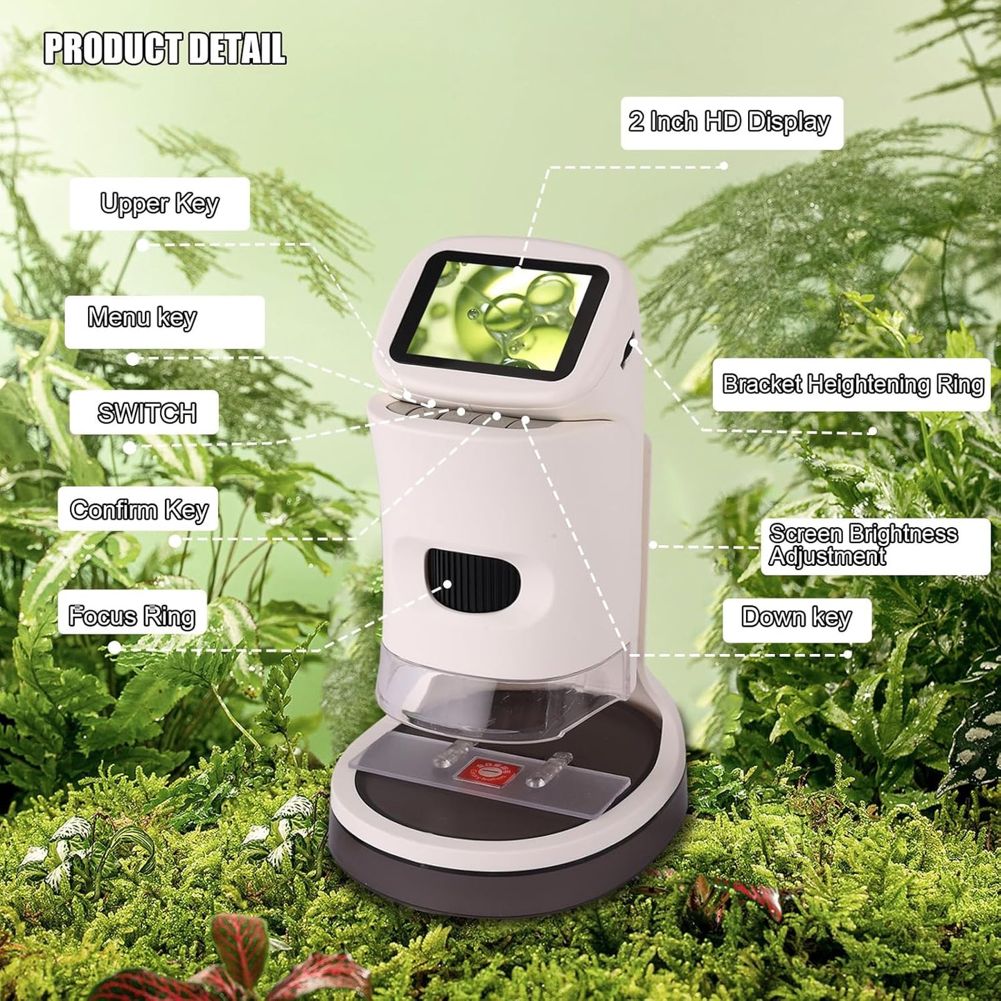 Microscope for Kids, 1000x Handheld, 2.0-inch Color Screen, Portable Educational Gift, Children's Microscope for 8-12 Year Olds