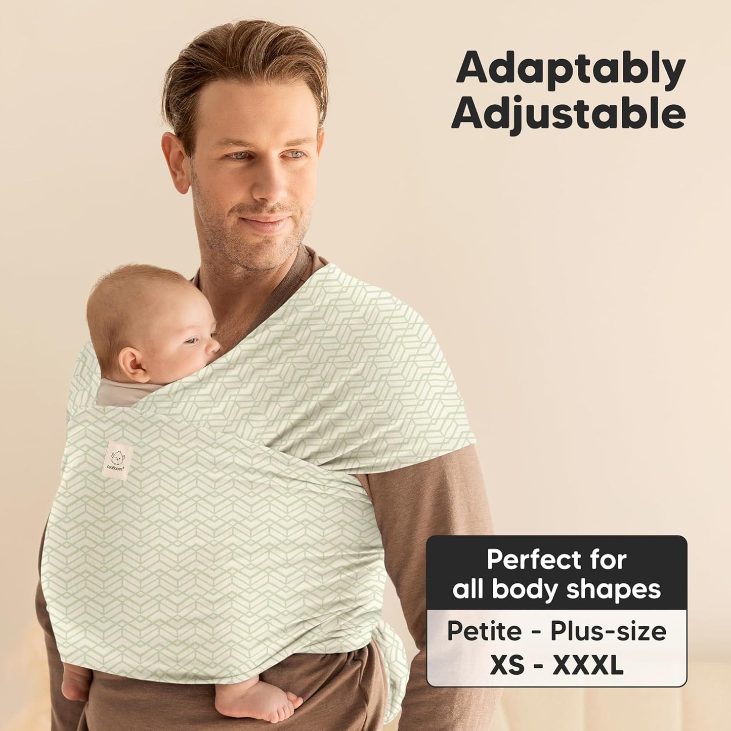 KeaBabies Baby Wrap Carrier - All in 1 Original Baby Carrier Newborn to Toddler Sling, Easy to Wear, Hands Free Bonding, Lightweight, Breathable Infant Wraps (Chevron Maze)