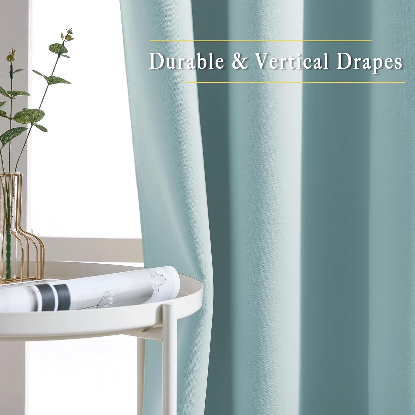 NICETOWN Room Darkening Curtains for Living Room 84 inches Long - Sky Blue Grommet Room Darkening Window Treatments Sound Reducing Drapes for Bedroom, 2 Panels, W52 x L84