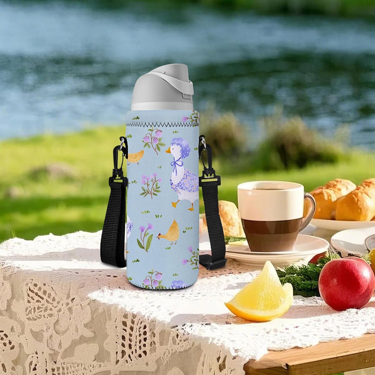 AUPET Water Bottle Sling Bag Carrier Crossbody Sleeve,Insulated Neoprene Bottle Case Holder Pouch Cover 500ML/17oz with Shoulder Strap for Walking Women Men