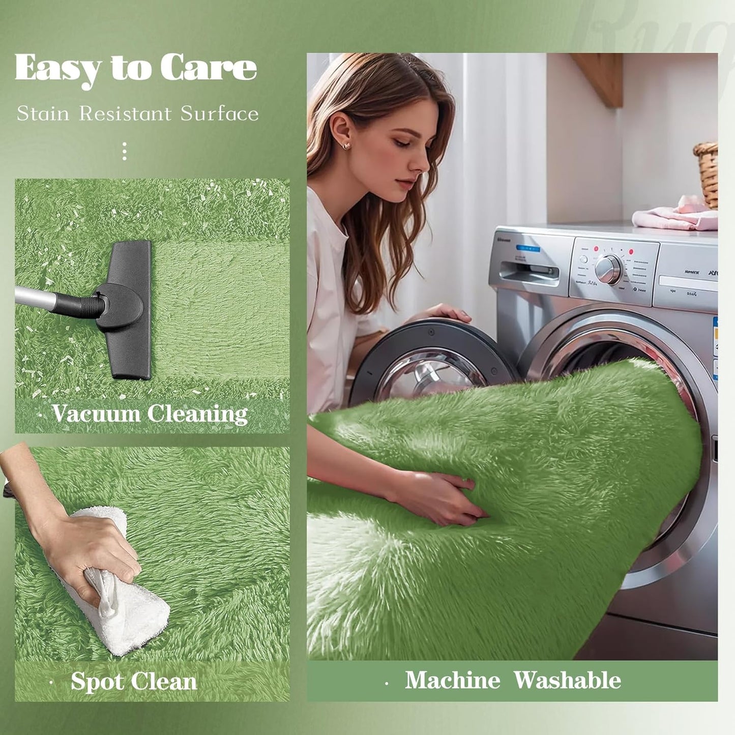 4FT Round Rug for Bedroom: Fluffy Shag Soft Washable Rugs Circle Small Fuzzy Plush Indoor Carpet for Living Room Nursery Playroom Dorm Kids Girls Boys Room (Sage Green, 4'x4')