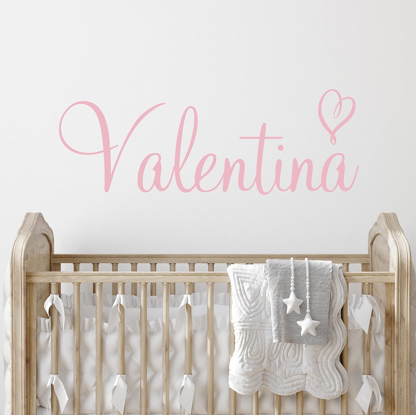Custom Name & Heart Wall Decal- Baby Boy Girl Unisex - Nursery Decal for Home Bedroom Children - Wall Sticker (397) (18" Wide x 7" high)