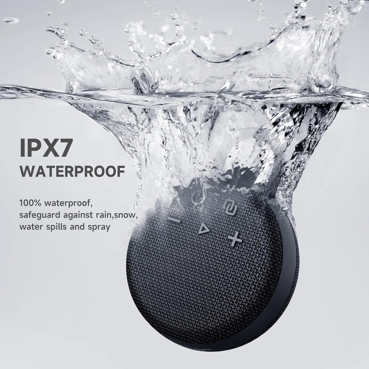 MusiBaby Mini Bluetooth Speaker – Bluetooth 5.3 with 6956C Chipset, IPX7 Waterproof, Rubberized Shell, Clip-On Lanyard, Ultra-Portable for Shower, Pool, Teens, Backpack, Gifts (Black)